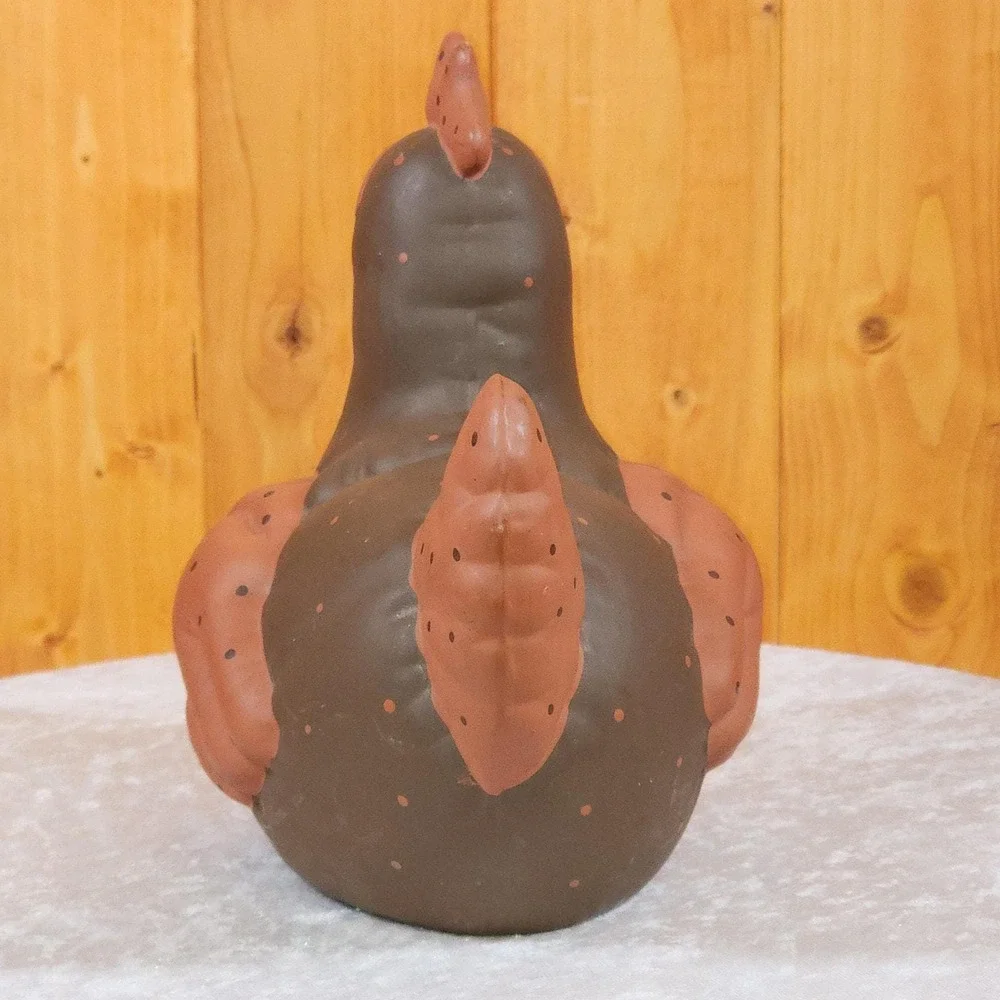 Vintage Kimple Hen Figurine Rustic Farmhouse Chicken Folk Art Decor 1980s